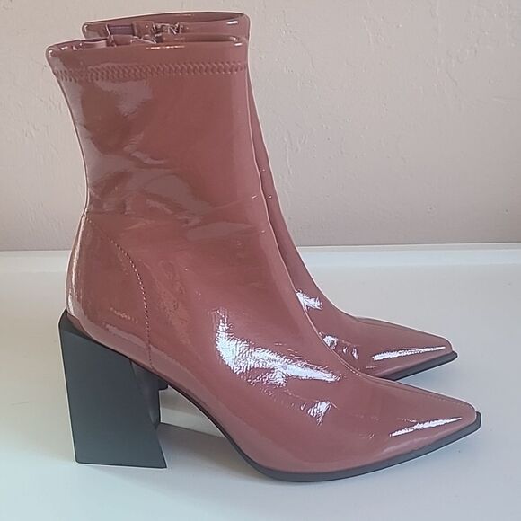 Jeffrey Campbell LA Siren Bootie Dark Rose Patent Ankle Boots Size 8.5 - Picture 5 of 16